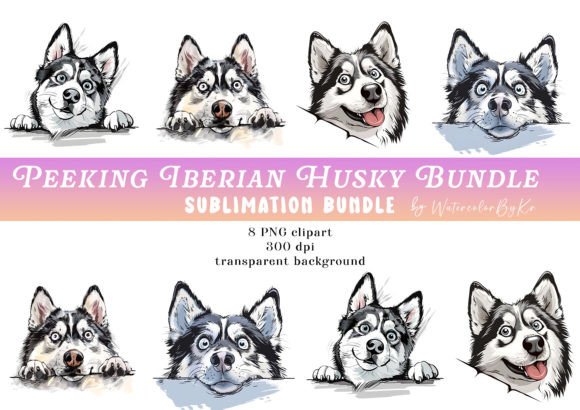 Download Peeking Siberian Husky Dog Bundle - Dog Collection