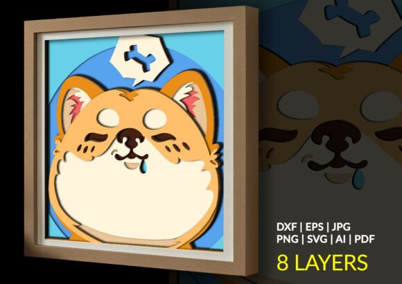 Download Hungry Shiba Inu Dog Dreaming Shadow Box - Dog Collection