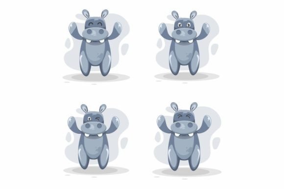 Download Cute Hippo Illustration Logo Design - Hippo illustration Collection