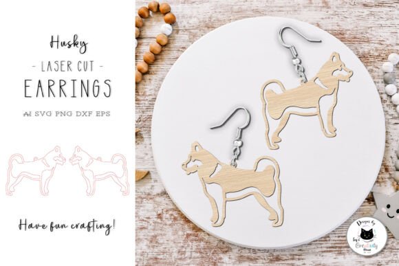 Download Siberian Husky Dog Earrings Laser Cut - Dog Collection