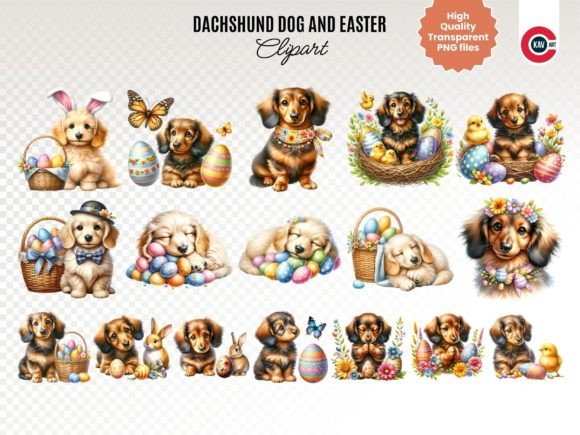 Download Dachshund Dog and Easter Egg PNG Clipart - Dog Collection