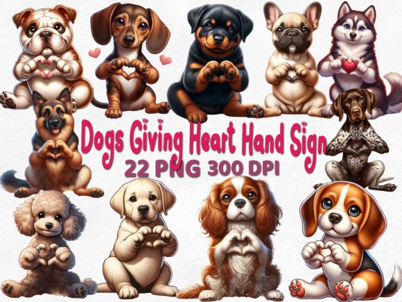 Download Dogs Giving Heart Hand Sign Sublimation - Dog Collection