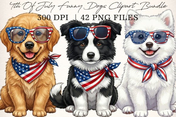 Download 4th of July Funny Dogs Clipart Bundle - Dog Collection