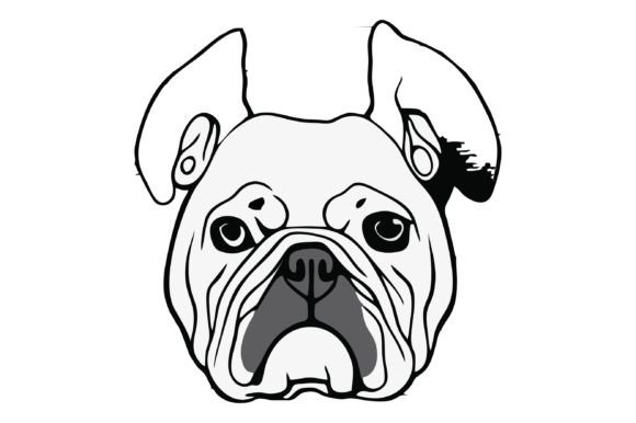 Download Little Buldog Head Line Art Design - Dog Collection