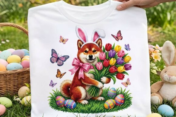 Download Faux Yarn Cute Easter Shiba Inu Dog Png - Dog Collection