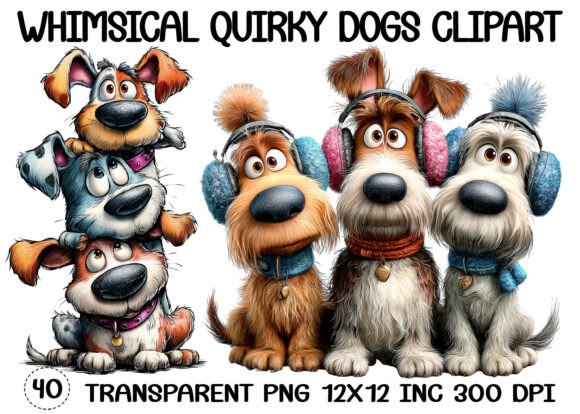 Download Whimsical Quirky Dogs Clipart - Dog Collection