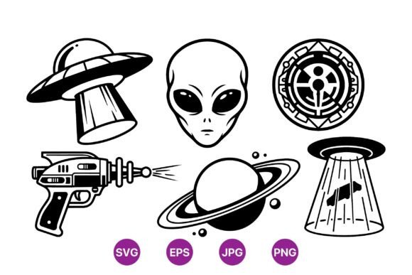 Download Retro SciFi Alien Vector Illustrations - Illustrations Collection