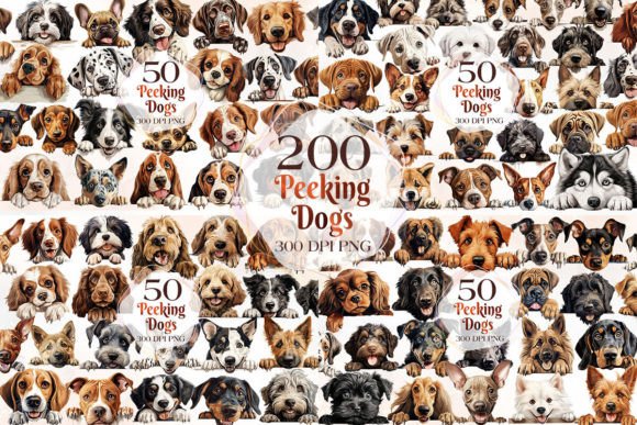 Download 200 Breeds of Peeking Dogs Clipart - Dog Collection